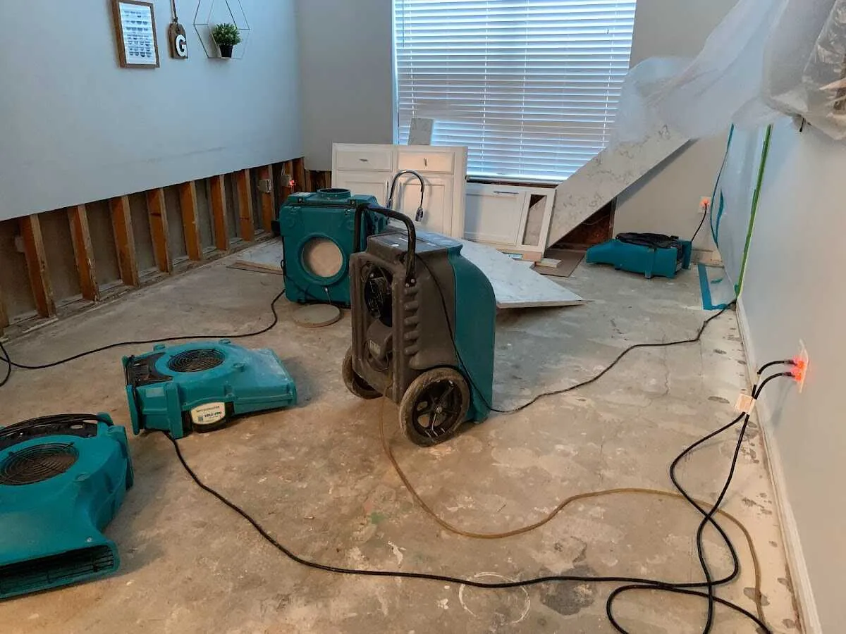 Dehumidifier in flood-cut room for Water Damage Restoration in Abbeville