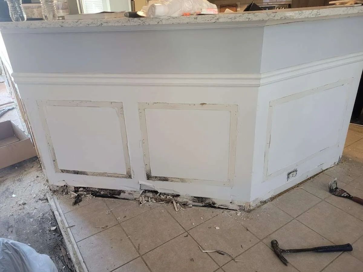Water damage and mold on kitchen during Storm Damage Restoration in Abbeville